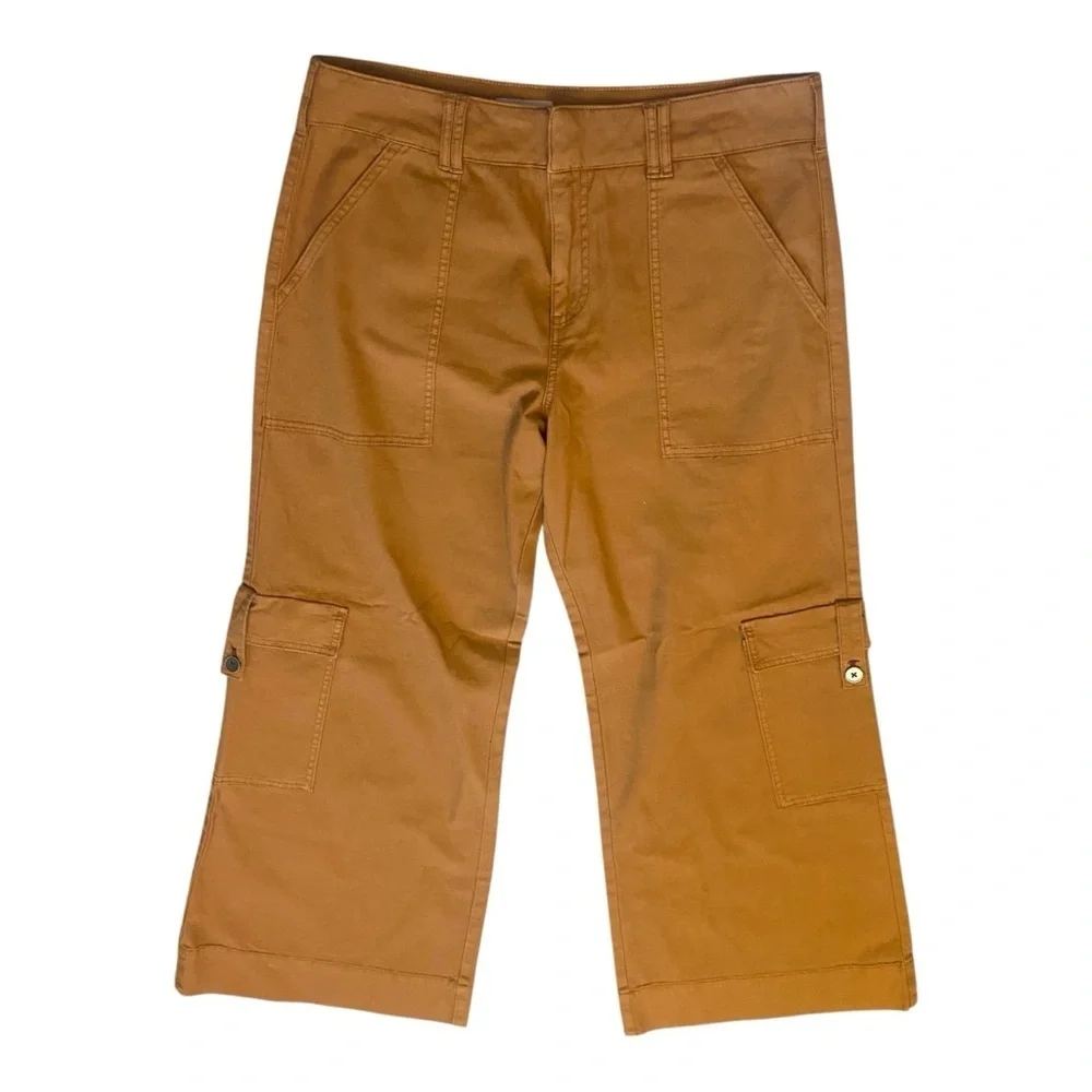 Anthropologie Pilcro Wide Leg Flare Utility Cargo Pants Sz 31 Rust Tan - Picture 3 of 7